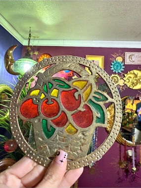 Fruit Wall Art Mixed Media Brown & Red